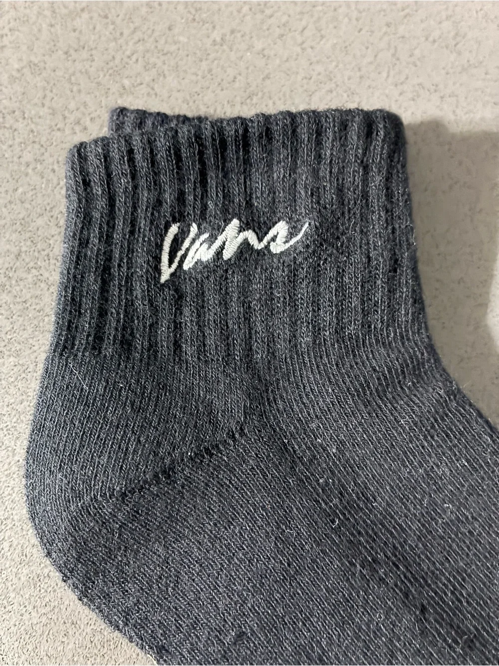 Vans Black Half Crew Athletic Socks with White Logo size 10.5-13 kids
